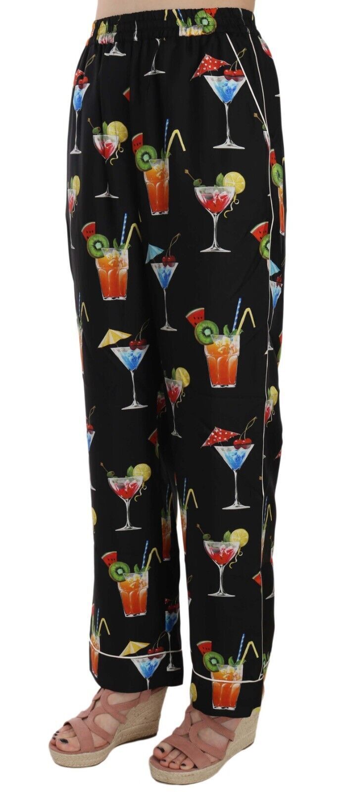 Dolce & Gabbana Black Cocktail Print Pajama Trousers Pants