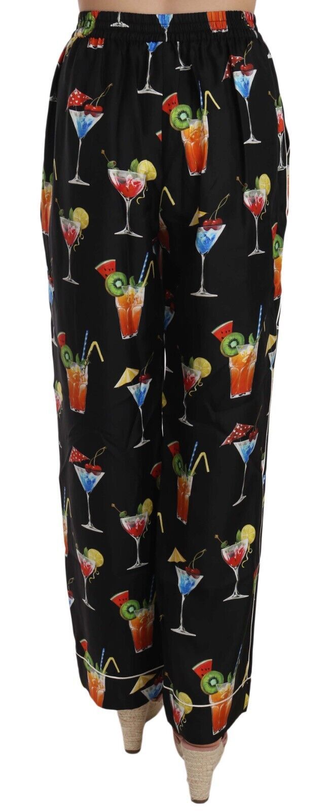 Dolce & Gabbana Black Cocktail Print Pajama Trousers Pants