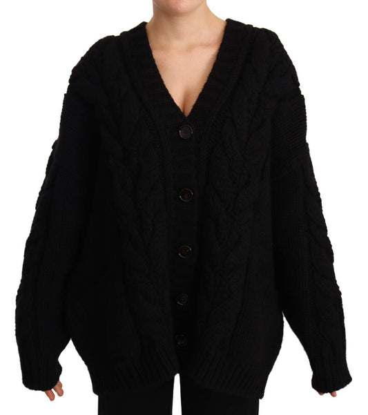 Dolce & Gabbana Elegant Black Virgin Wool Cashmere Cardigan