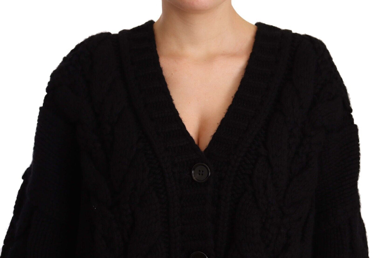 Dolce & Gabbana Elegant Black Virgin Wool Cashmere Cardigan