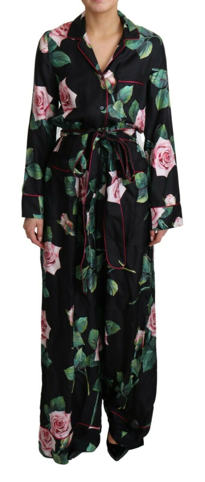 Dolce & Gabbana Elegant Silk Jumpsuit with Rose Print