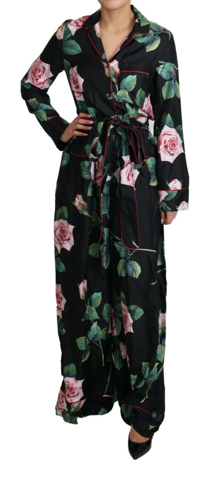 Dolce & Gabbana Elegant Silk Jumpsuit with Rose Print