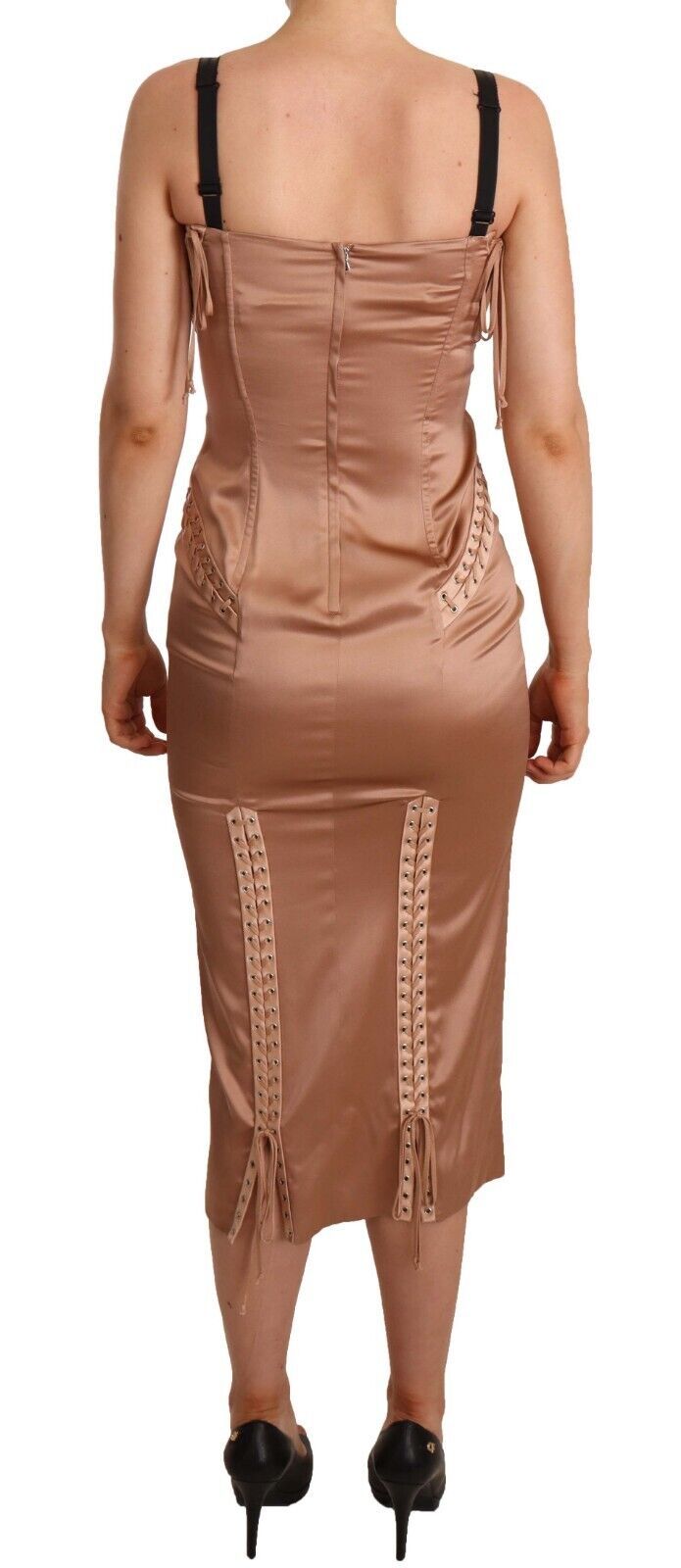 Dolce & Gabbana Elegant Nude Corset Midi Dress