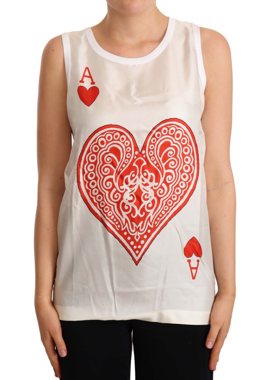 Dolce & Gabbana Elegant Sleeveless Ace of Hearts Tank Top