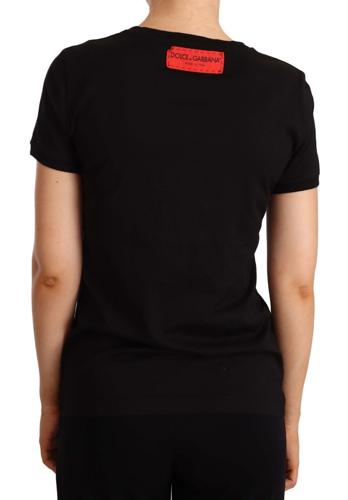 Dolce & Gabbana Elegant Black Cotton Tee with Vibrant Logo