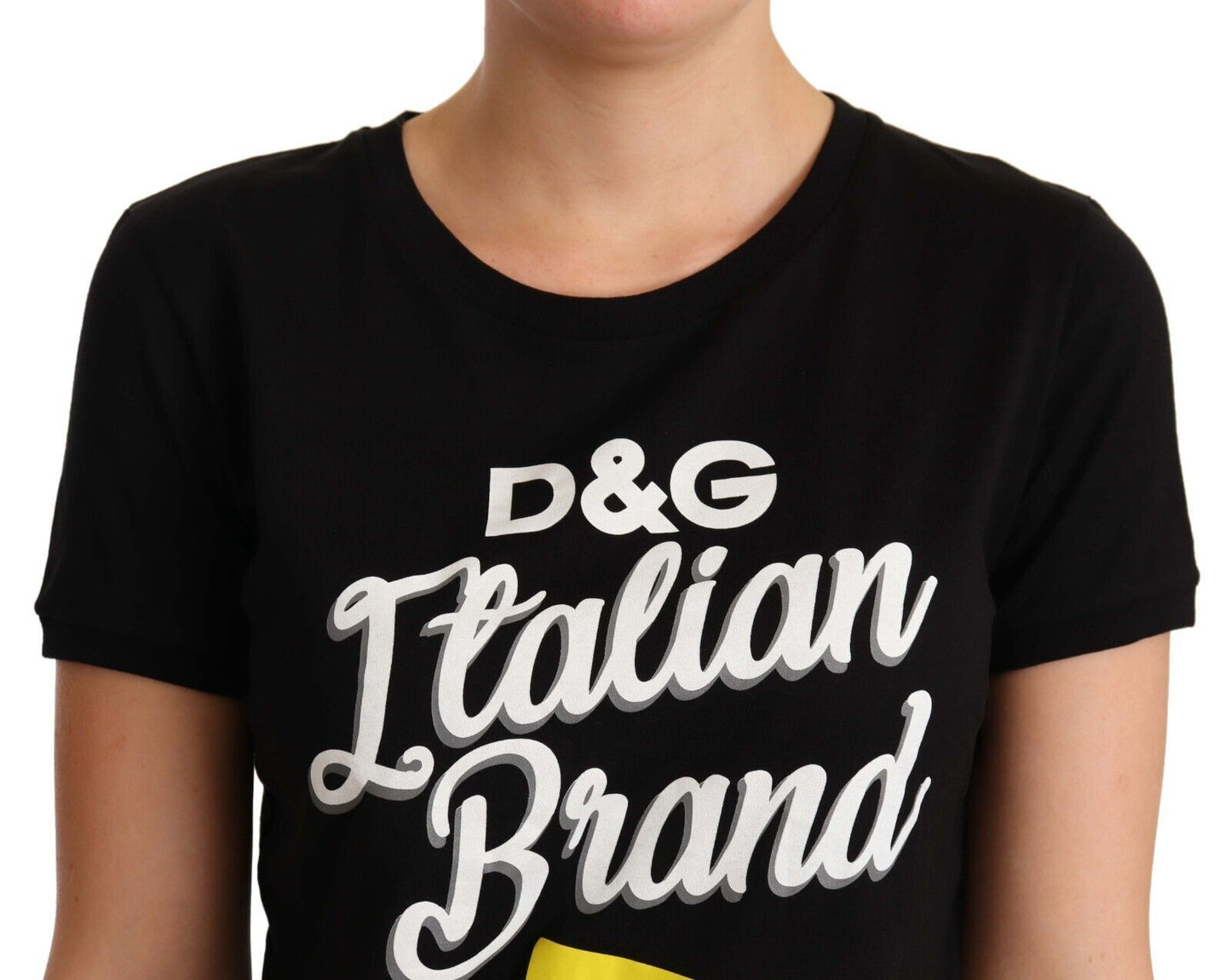 Dolce & Gabbana Elegant Black Cotton Tee with Vibrant Logo