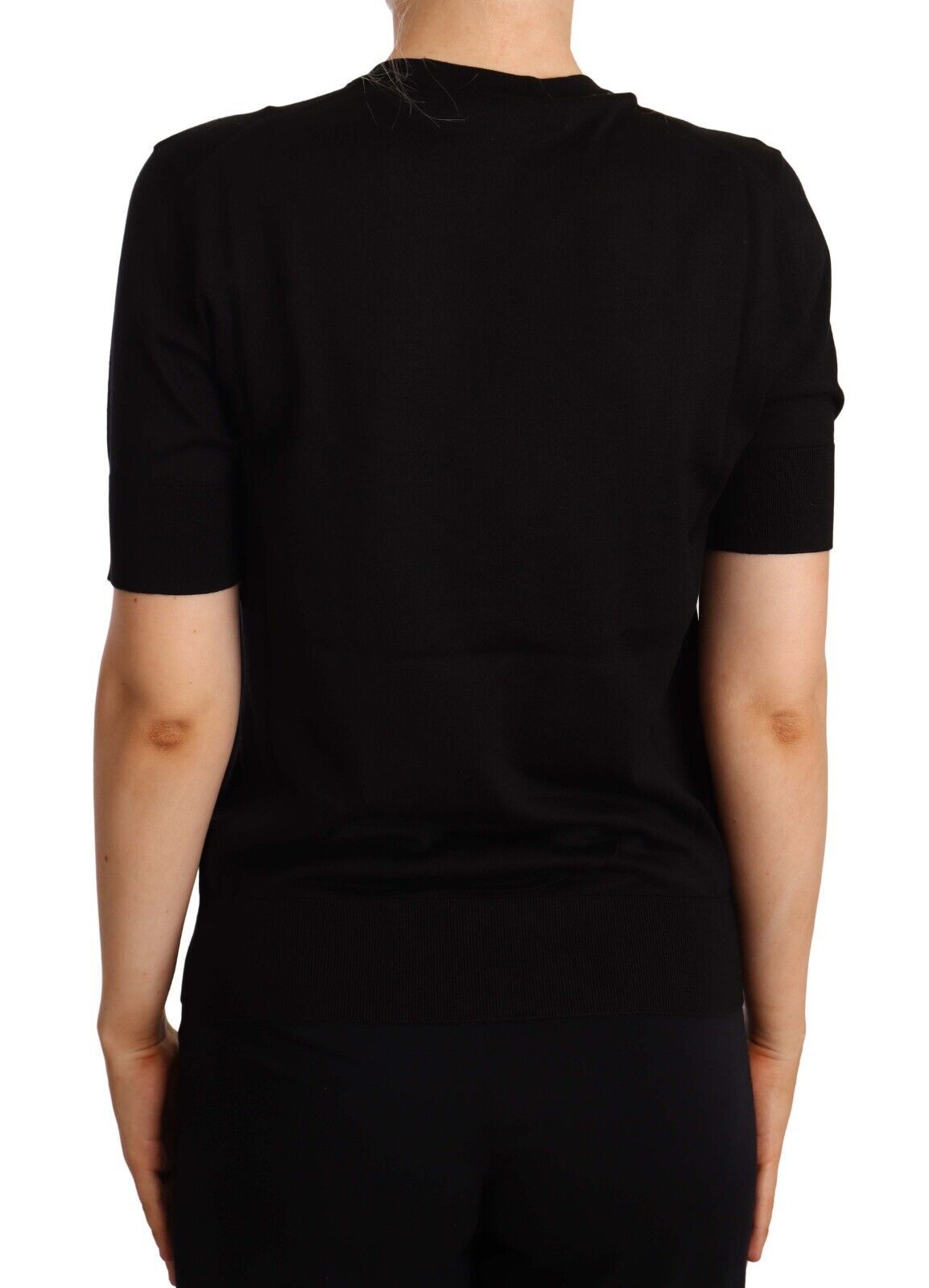 Dolce & Gabbana Black Silk Round Neck Short Sleeves Tee  T-shirt