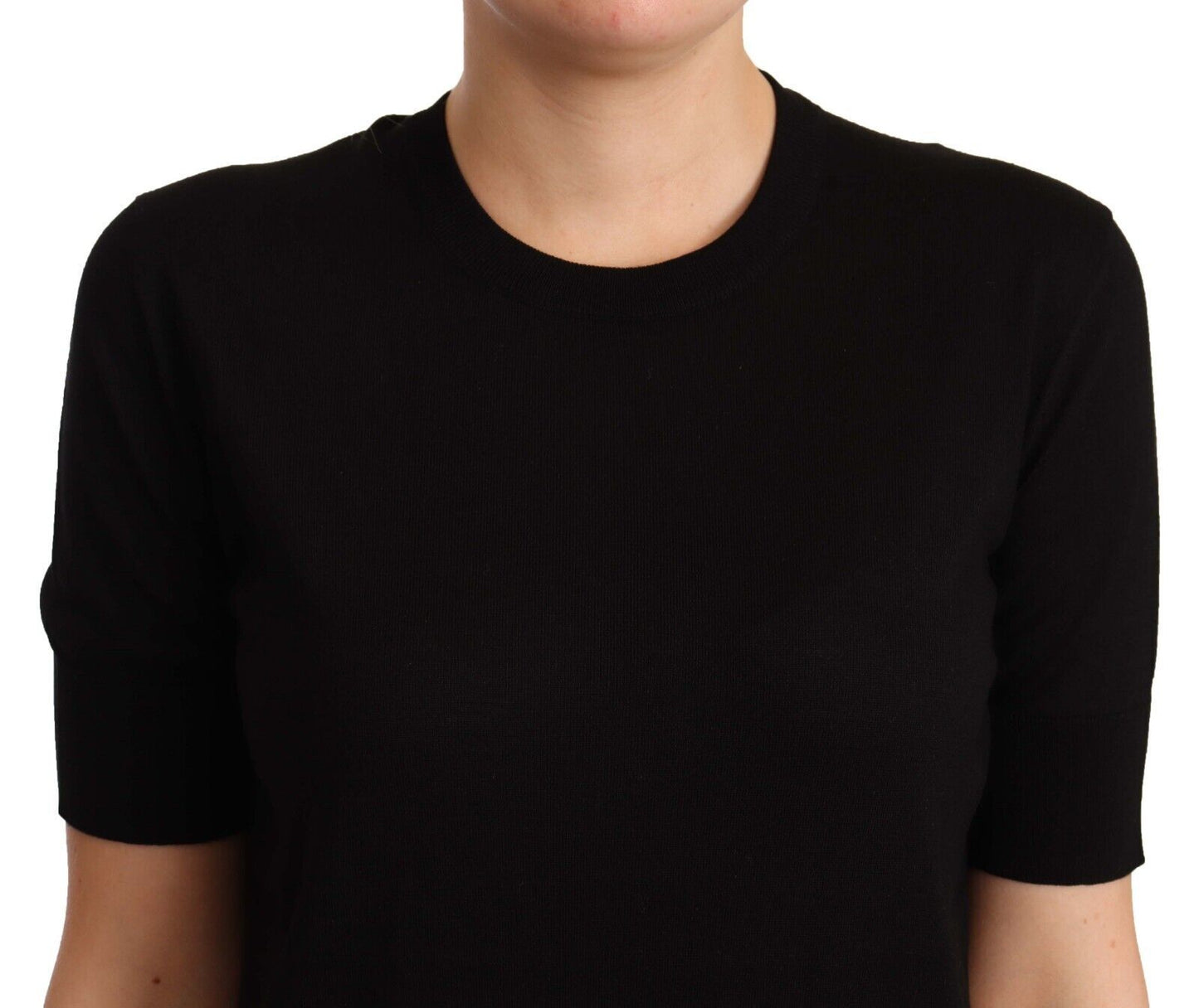 Dolce & Gabbana Black Silk Round Neck Short Sleeves Tee  T-shirt