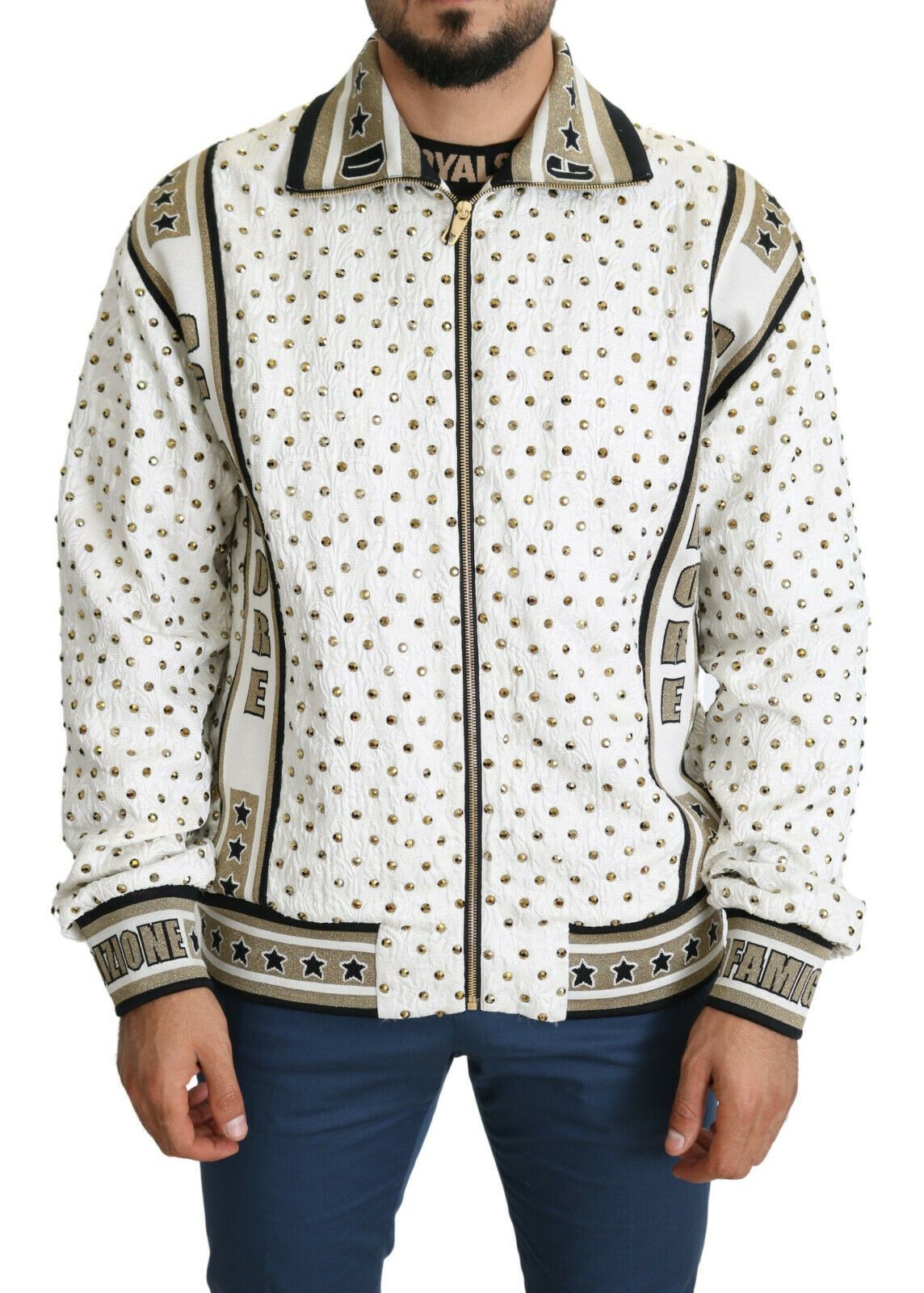 Dolce & Gabbana Exquisite Silk-Wool Studded Bomber Jacket