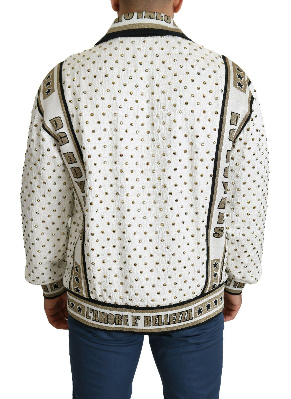 Dolce & Gabbana Exquisite Silk-Wool Studded Bomber Jacket