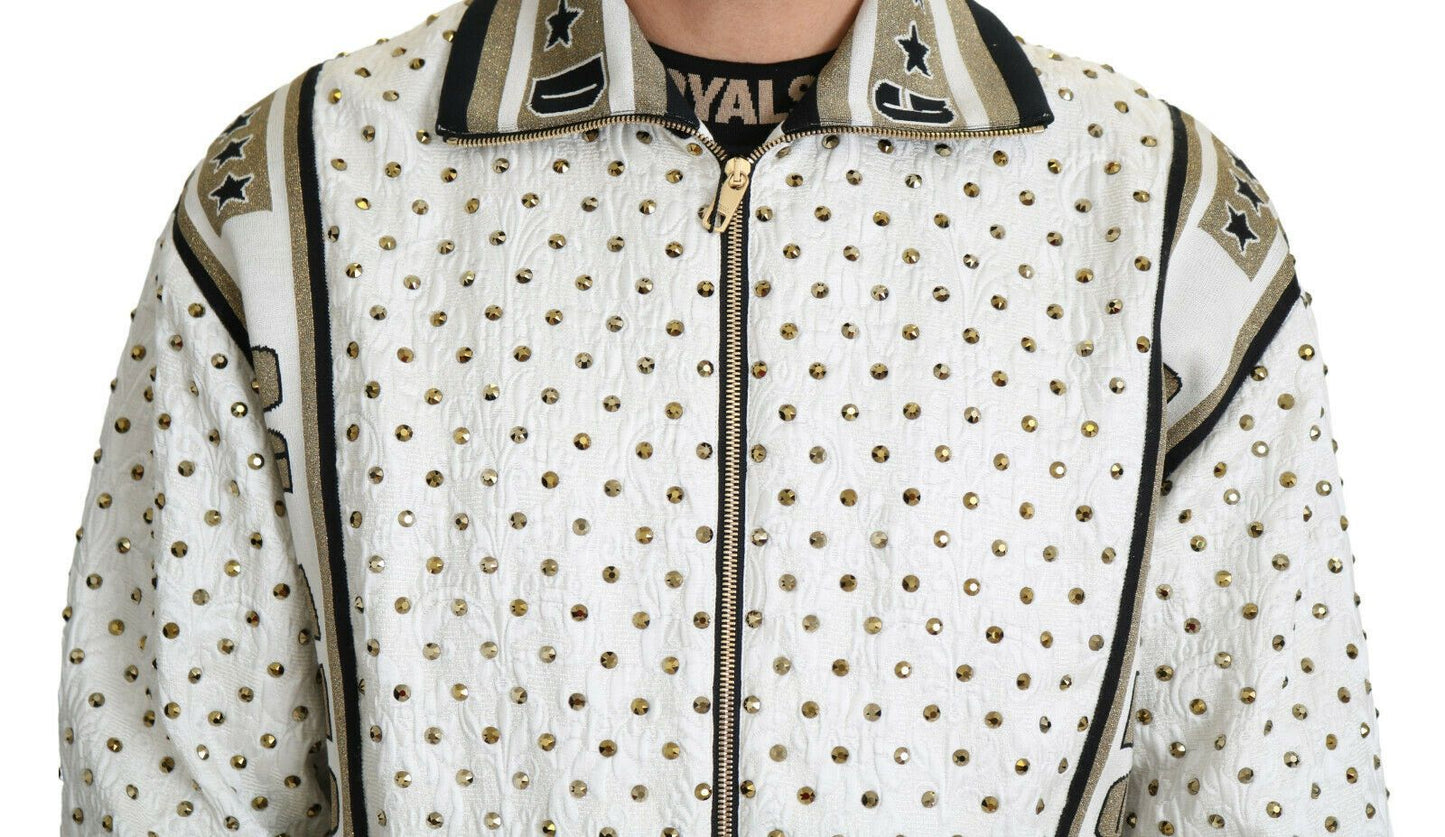 Dolce & Gabbana Exquisite Silk-Wool Studded Bomber Jacket