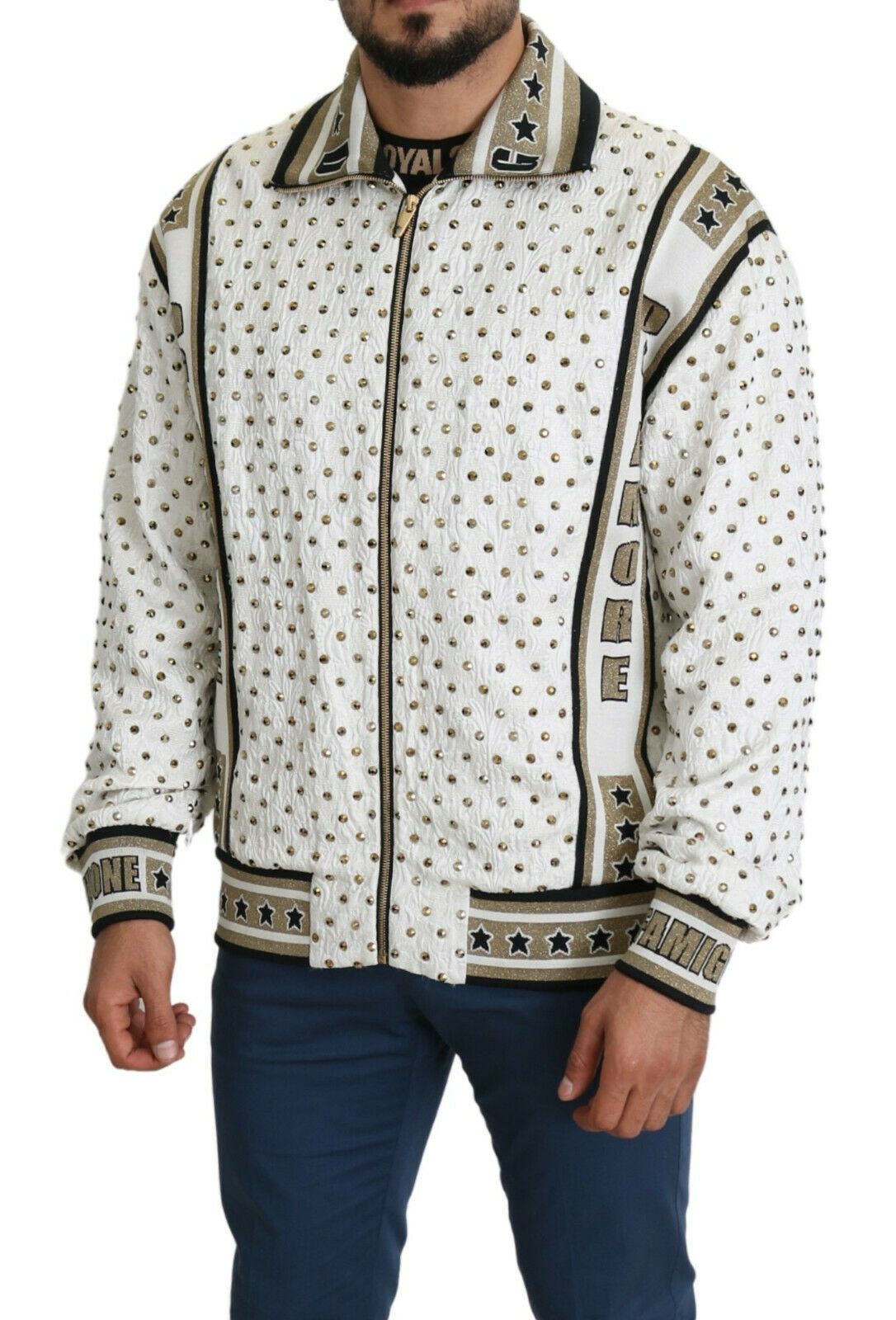 Dolce & Gabbana Exquisite Silk-Wool Studded Bomber Jacket