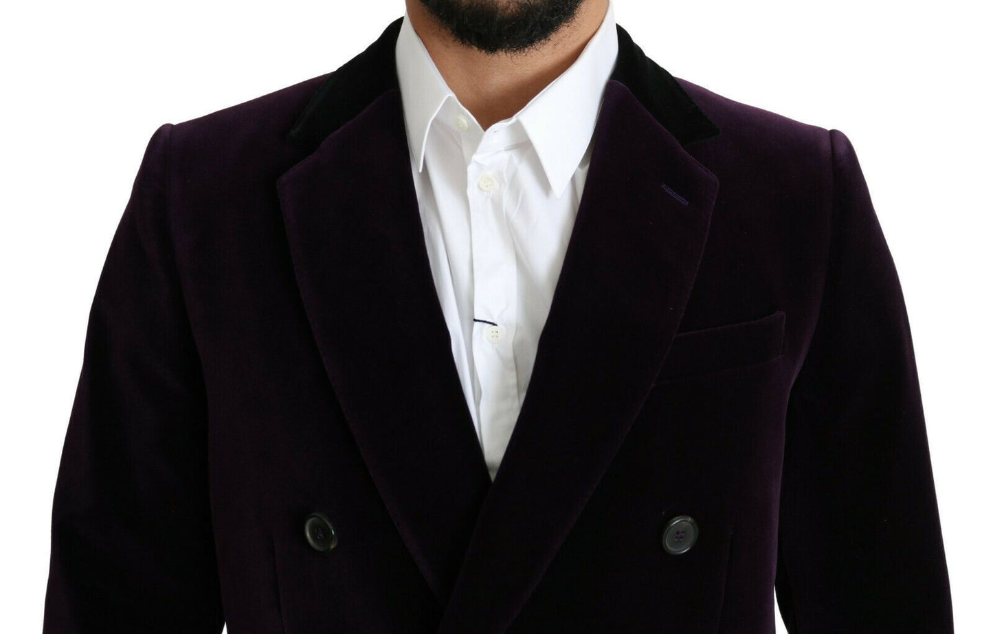 Dolce & Gabbana Purple Velvet Double Breasted Long Coat Jacket