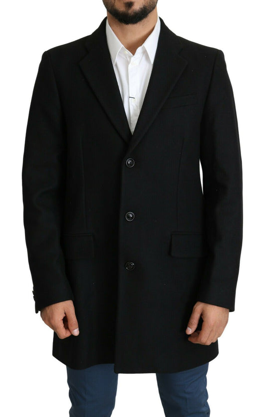 Dolce & Gabbana Elegant Single-Breasted Wool Long Coat