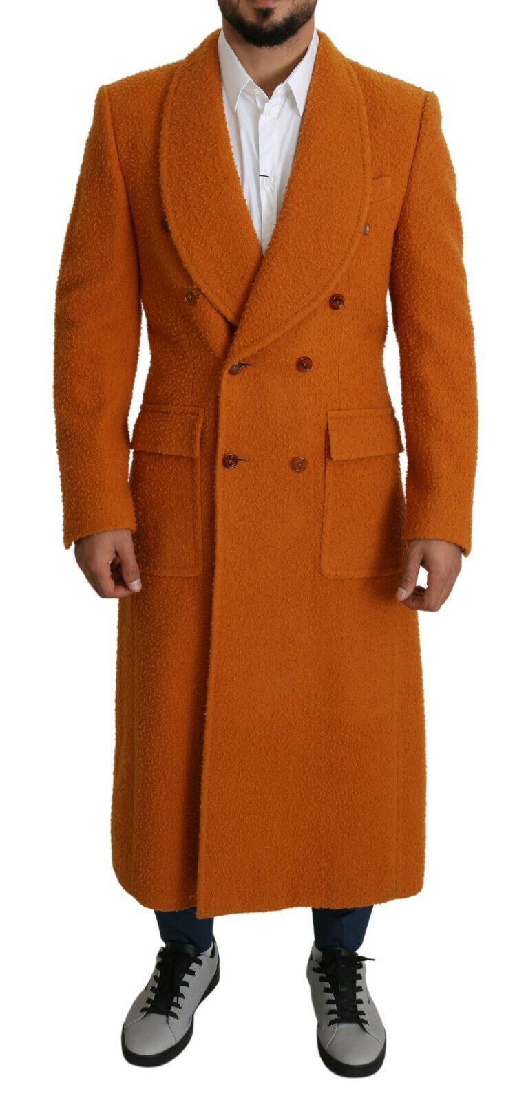 Dolce & Gabbana Elegant Orange Wool Trench Coat