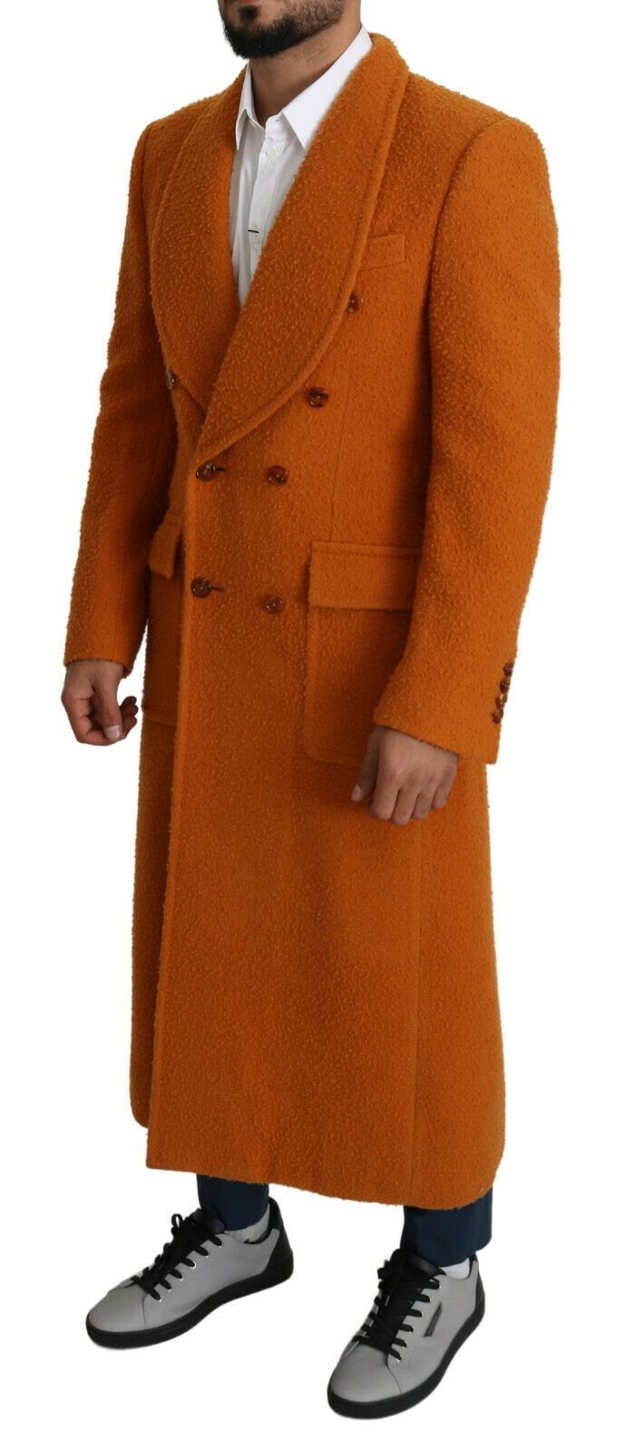 Dolce & Gabbana Elegant Orange Wool Trench Coat