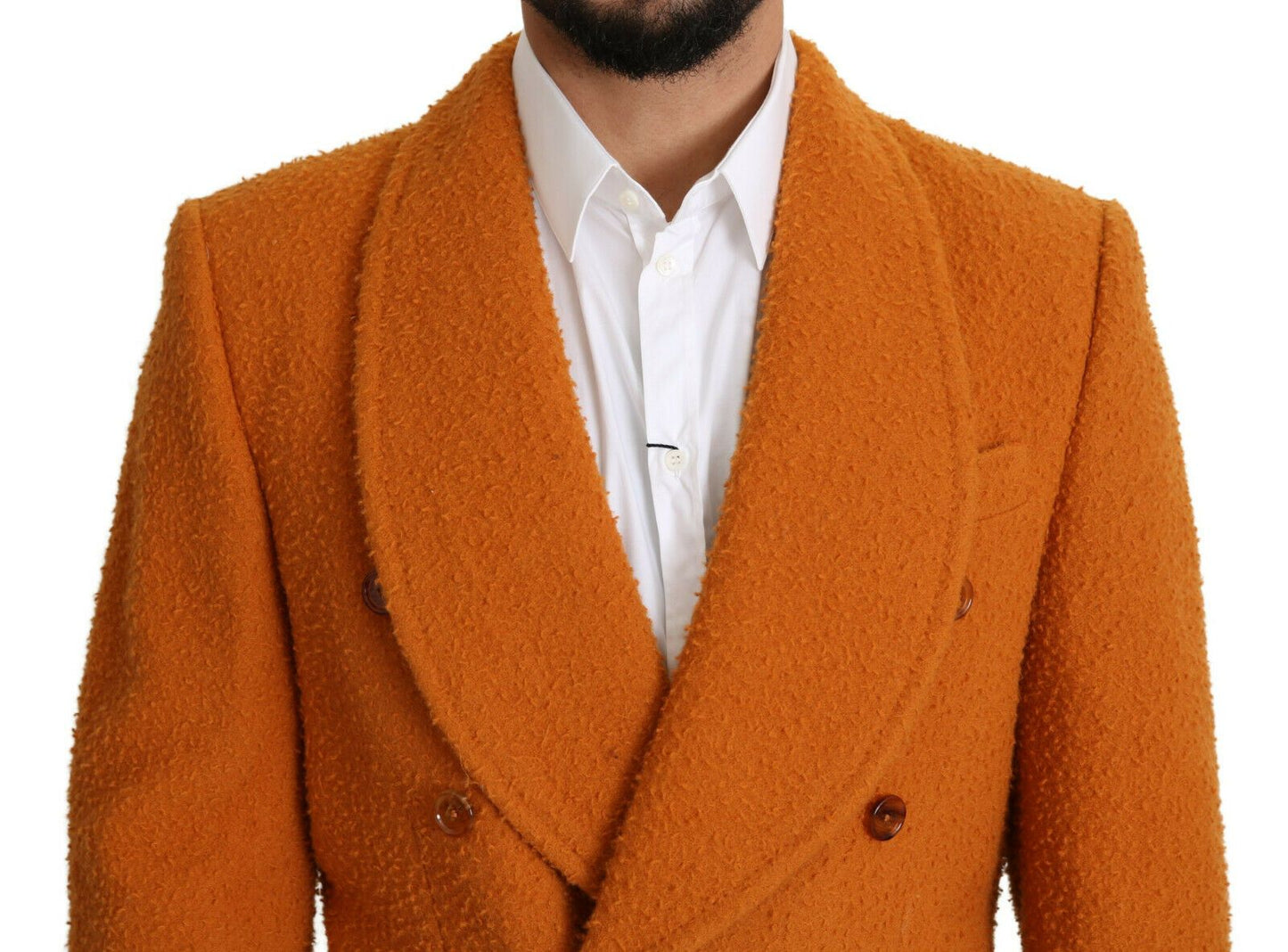 Dolce & Gabbana Elegant Orange Wool Trench Coat