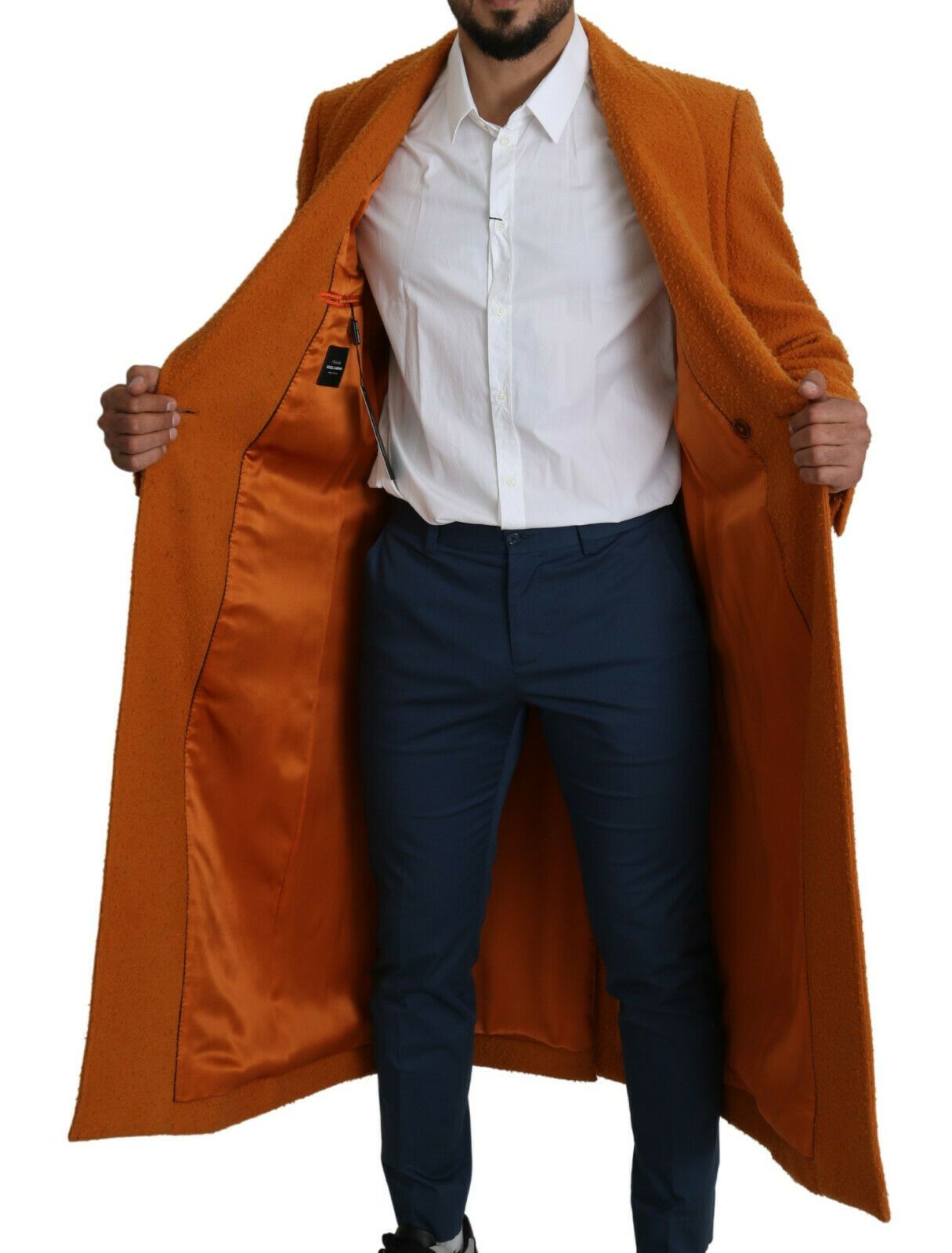 Dolce & Gabbana Elegant Orange Wool Trench Coat