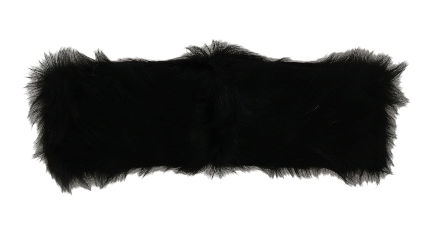 Dolce & Gabbana Elegant Black Lamb Fur Cuff Bracelet