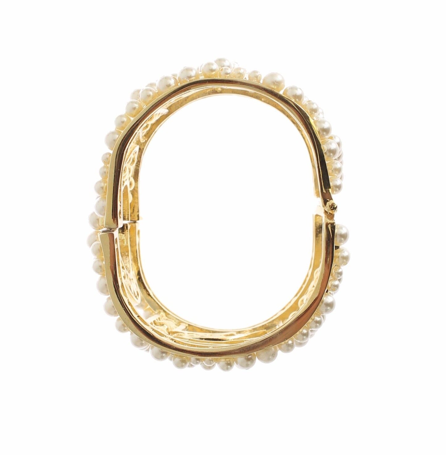 Dolce & Gabbana Elegant Gold Pearl Crystal Bangle