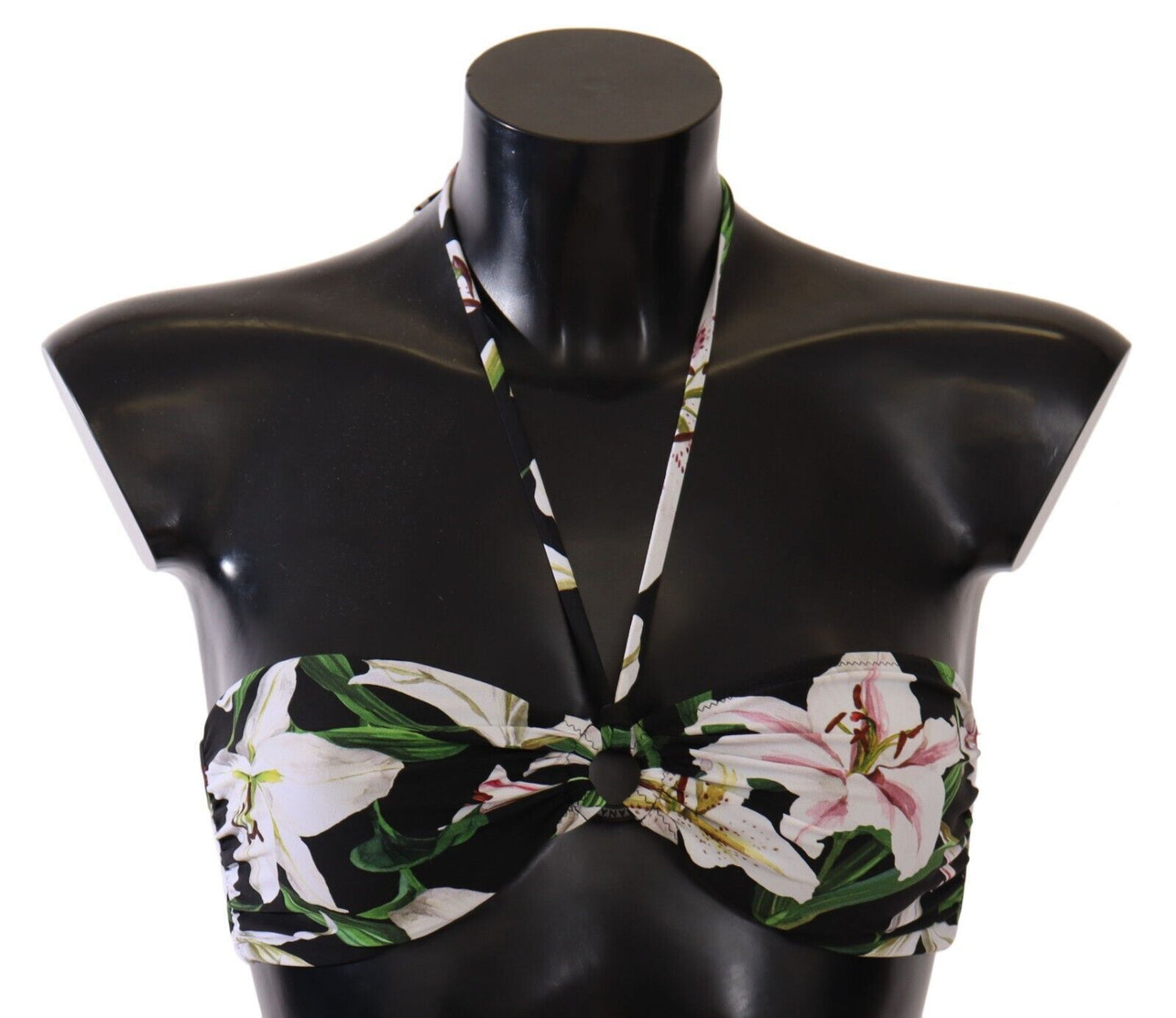 Dolce & Gabbana Elegant Lilies Print Bikini Top