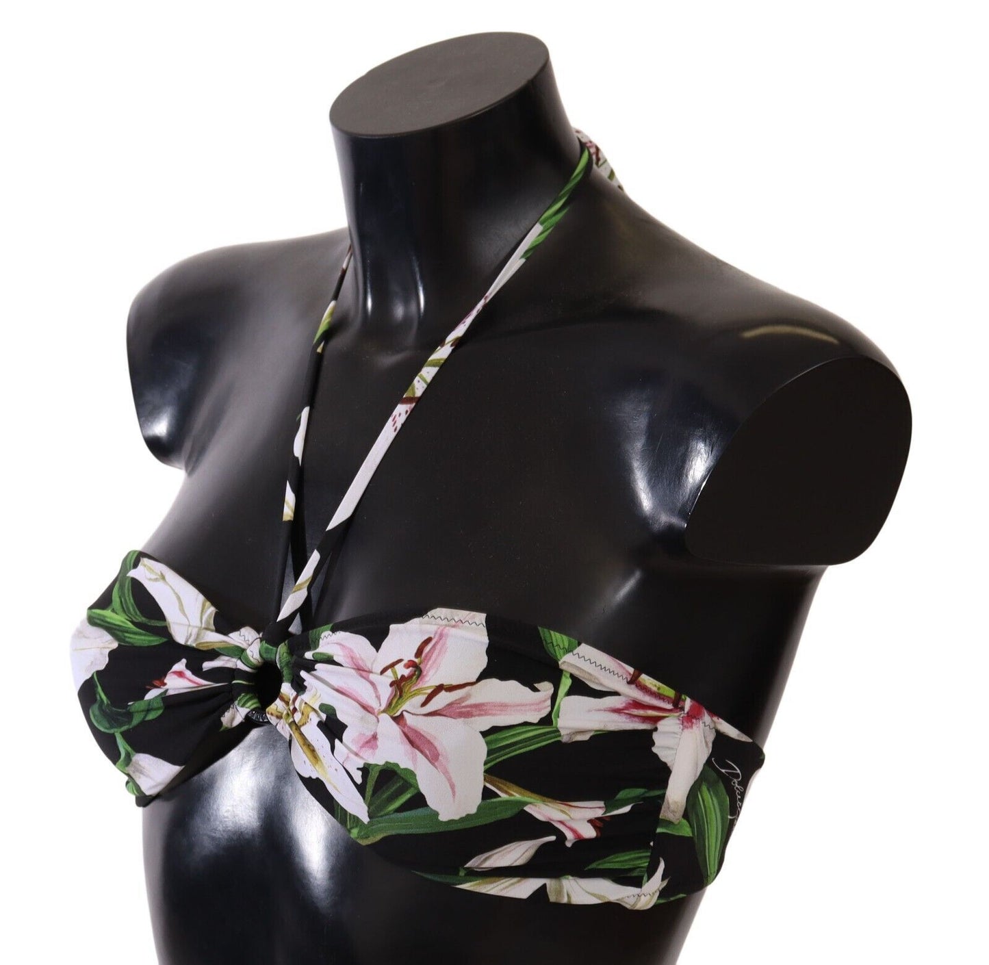 Dolce & Gabbana Elegant Lilies Print Bikini Top