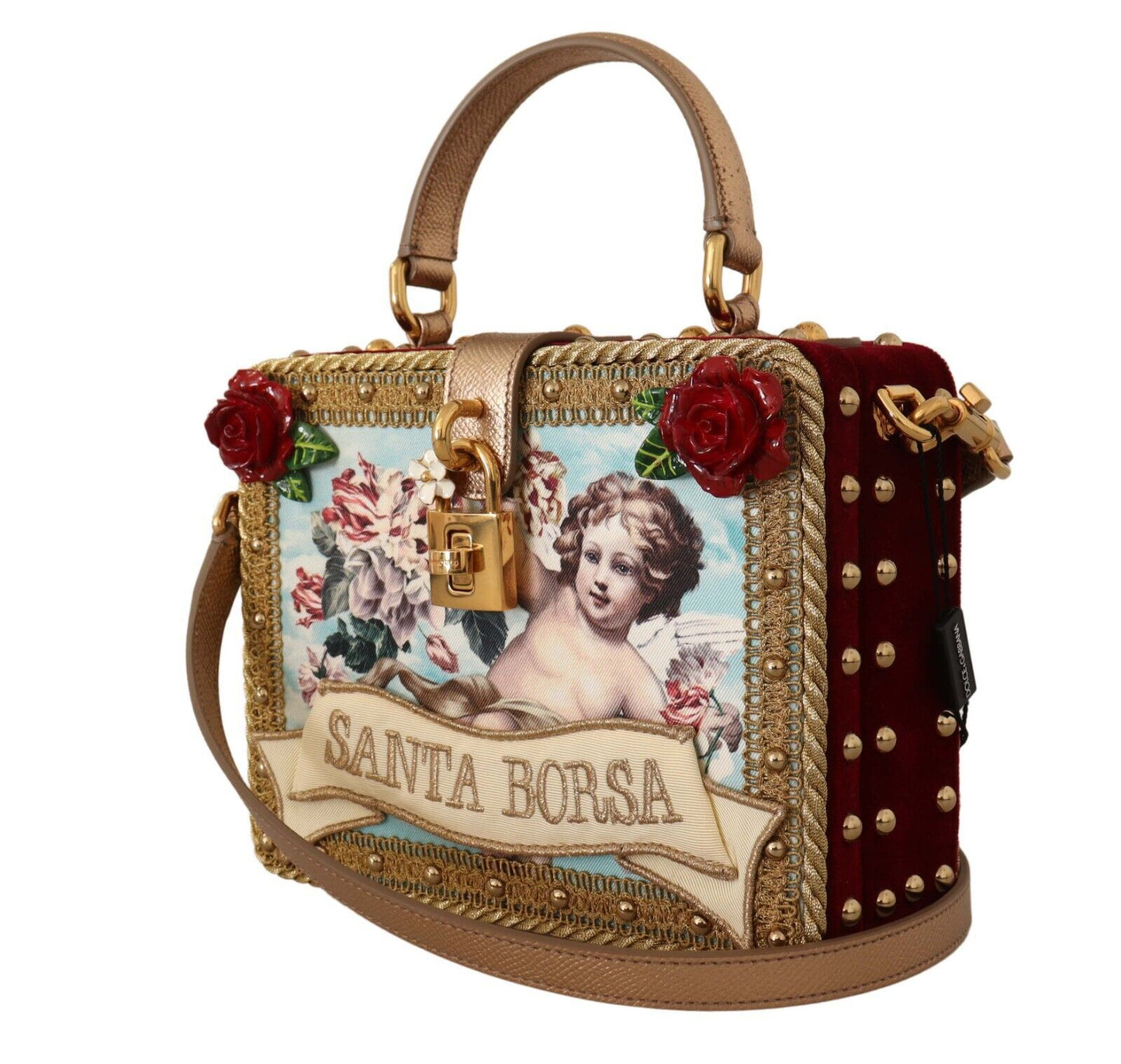 Dolce & Gabbana Opulent Gold and Bordeaux Box Shoulder Bag