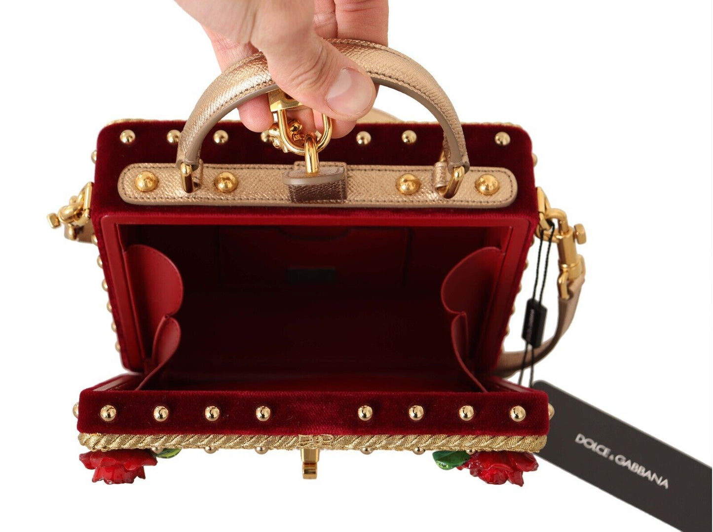 Dolce & Gabbana Opulent Gold and Bordeaux Box Shoulder Bag