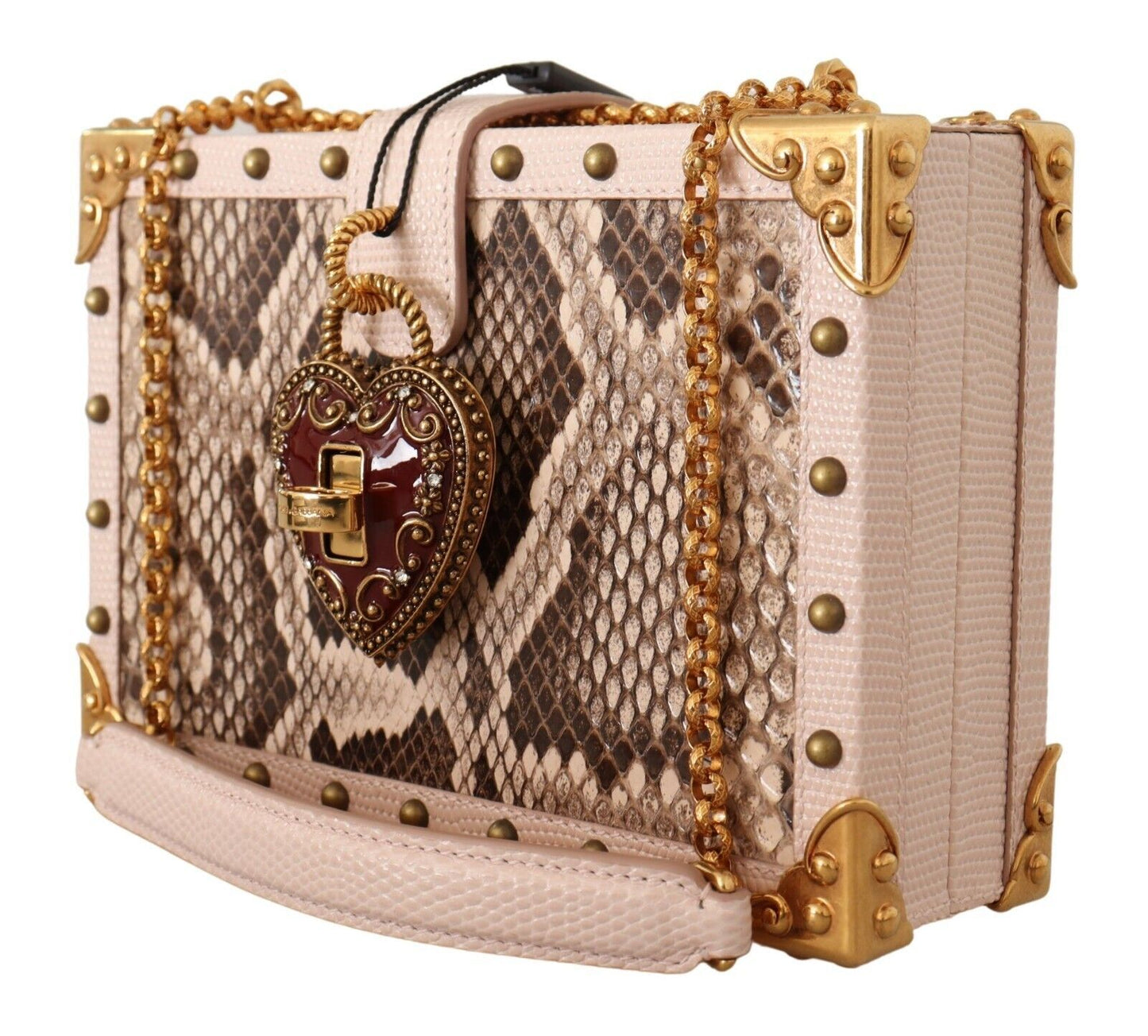 Dolce & Gabbana Elegant Pink Python Leather Clutch