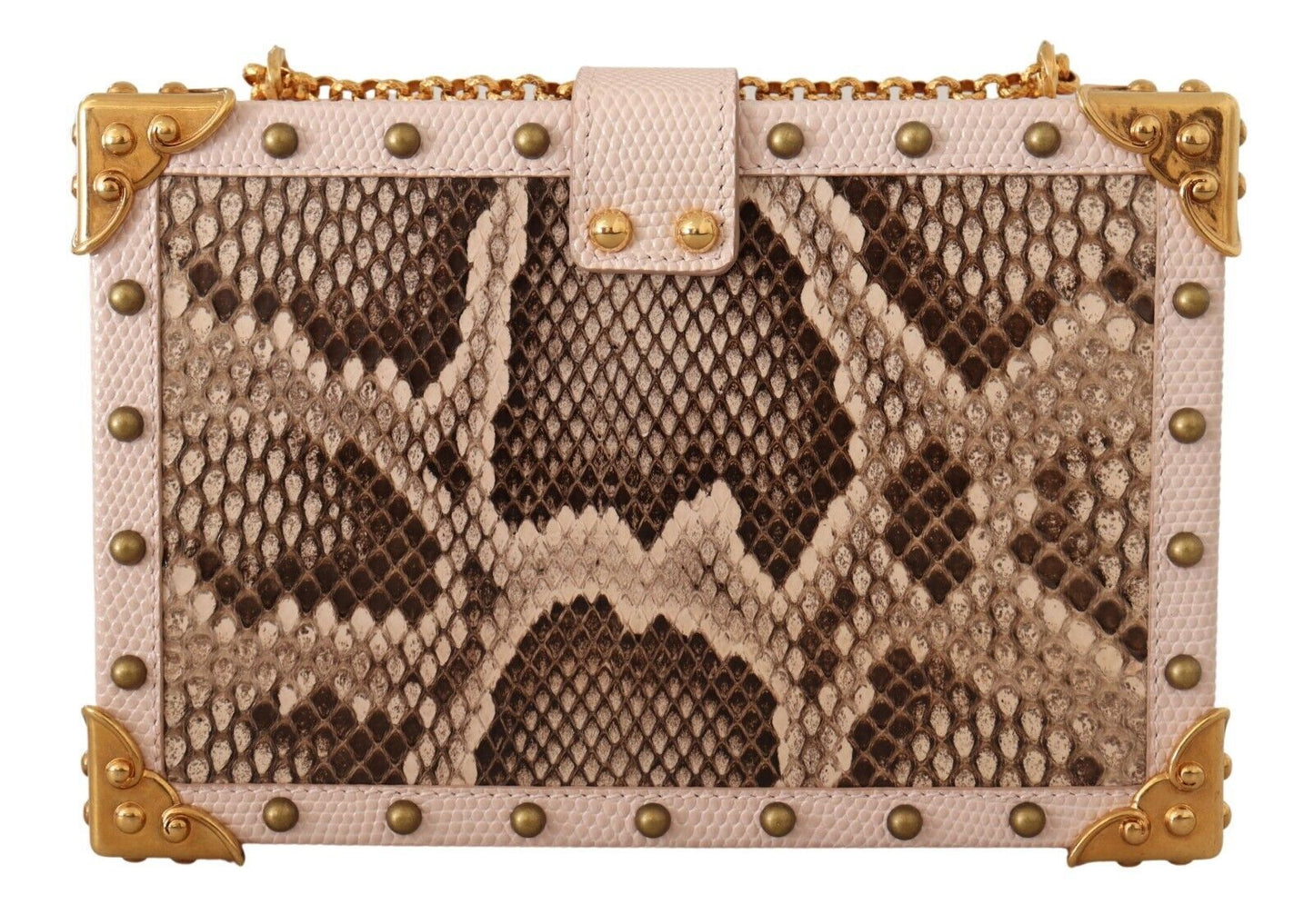 Dolce & Gabbana Elegant Pink Python Leather Clutch