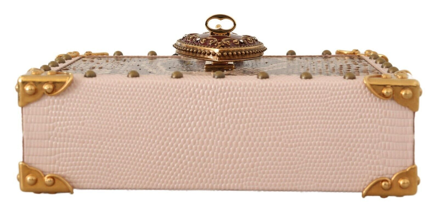 Dolce & Gabbana Elegant Pink Python Leather Clutch