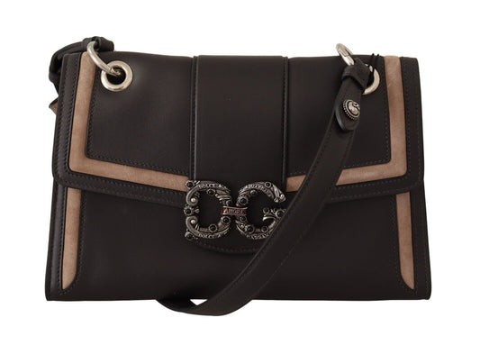 Dolce & Gabbana Elegant Black Leather Amore Shoulder Bag