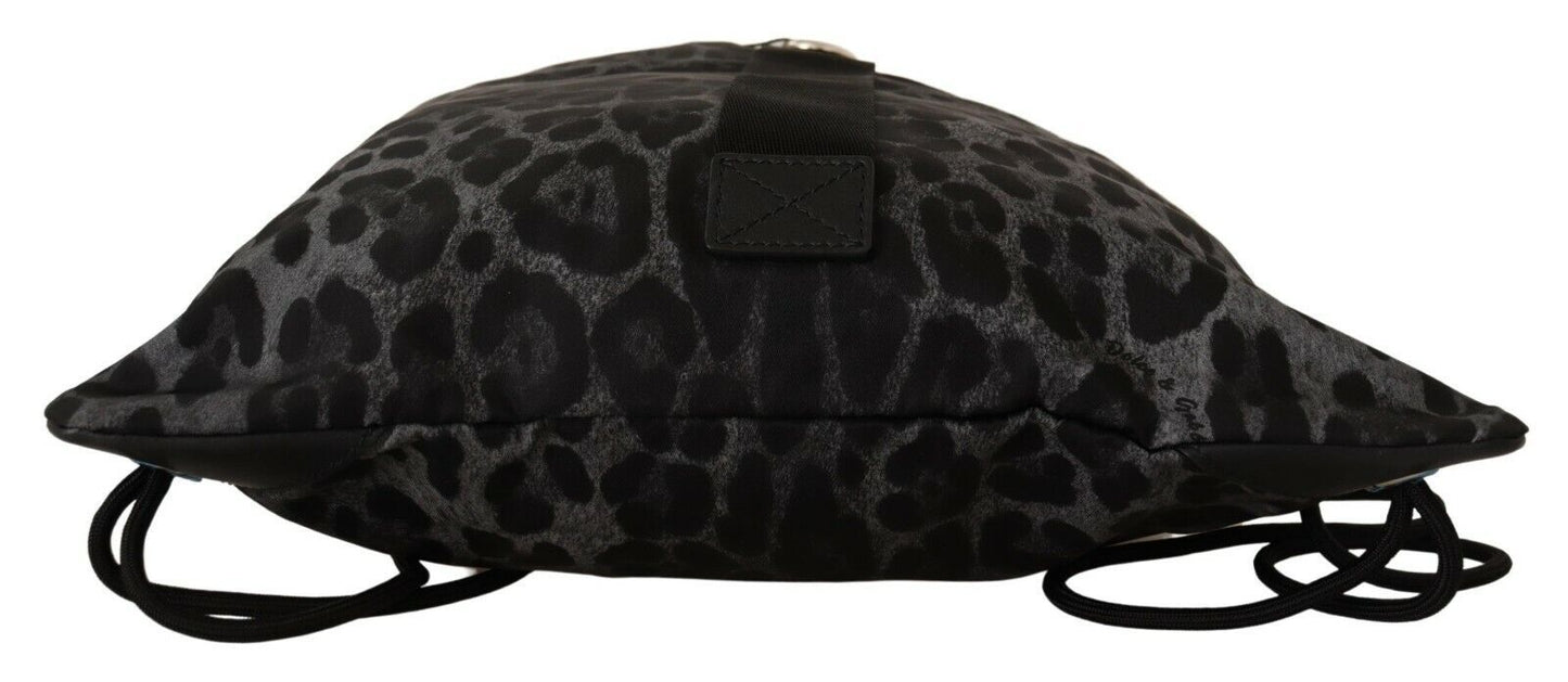 Dolce & Gabbana Elegant Gray Leopard Backpack for Stylish Travels