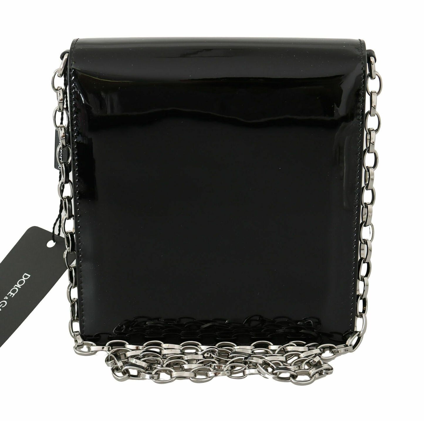 Dolce & Gabbana Chic Patent Leather Clutch with Silver Accents