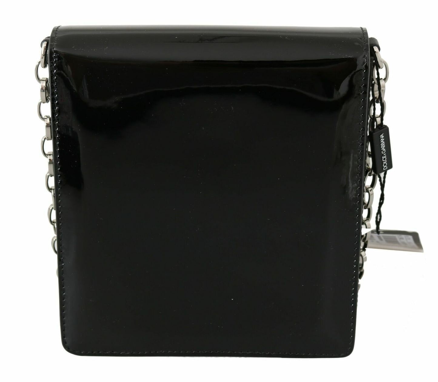 Dolce & Gabbana Chic Patent Leather Clutch with Silver Accents