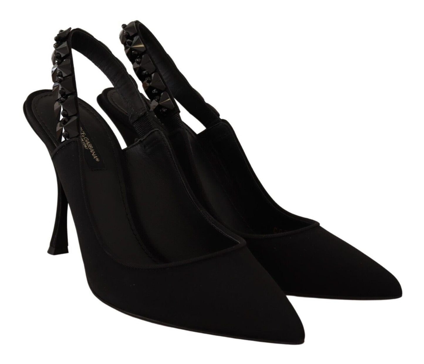 Dolce & Gabbana Elegant Black Silk Blend Slingback Pumps