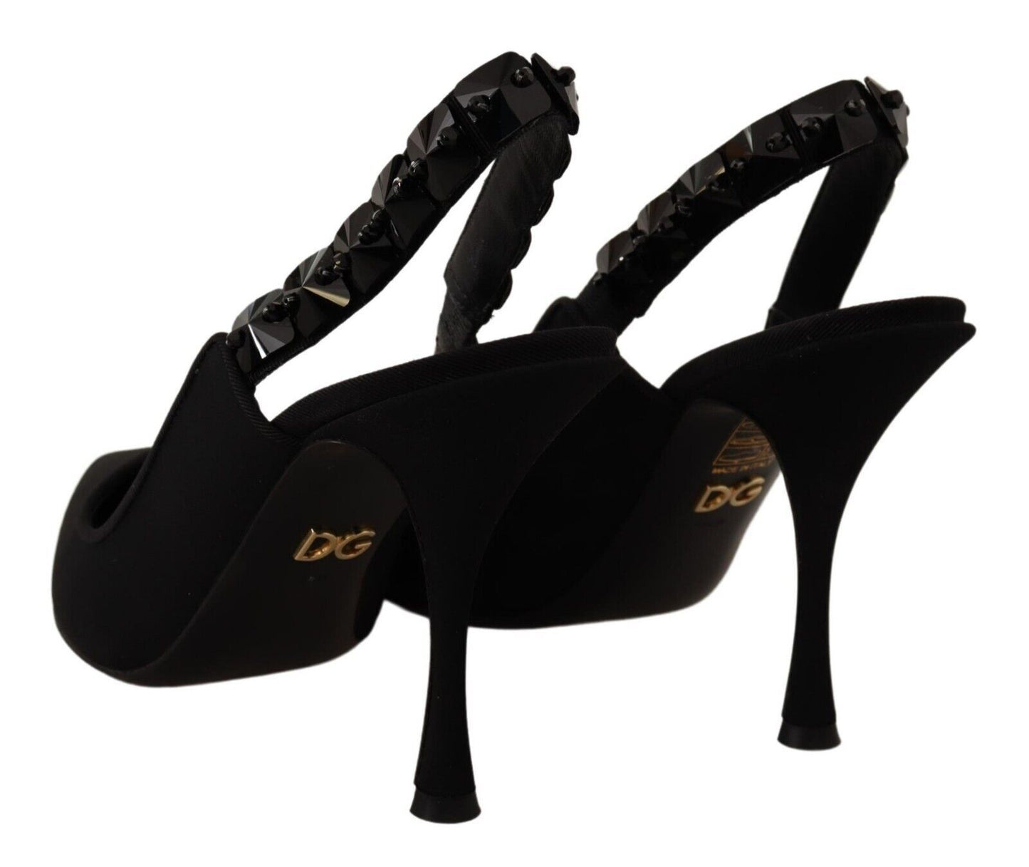 Dolce & Gabbana Elegant Black Silk Blend Slingback Pumps