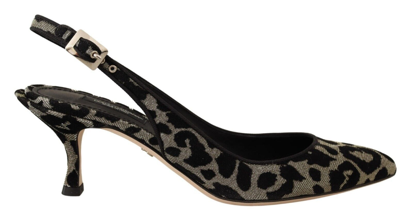 Dolce & Gabbana Elegant Metallic Leopard Slingback Pumps