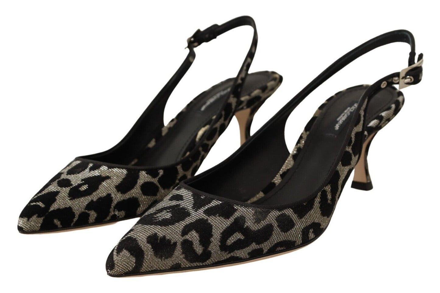 Dolce & Gabbana Elegant Metallic Leopard Slingback Pumps