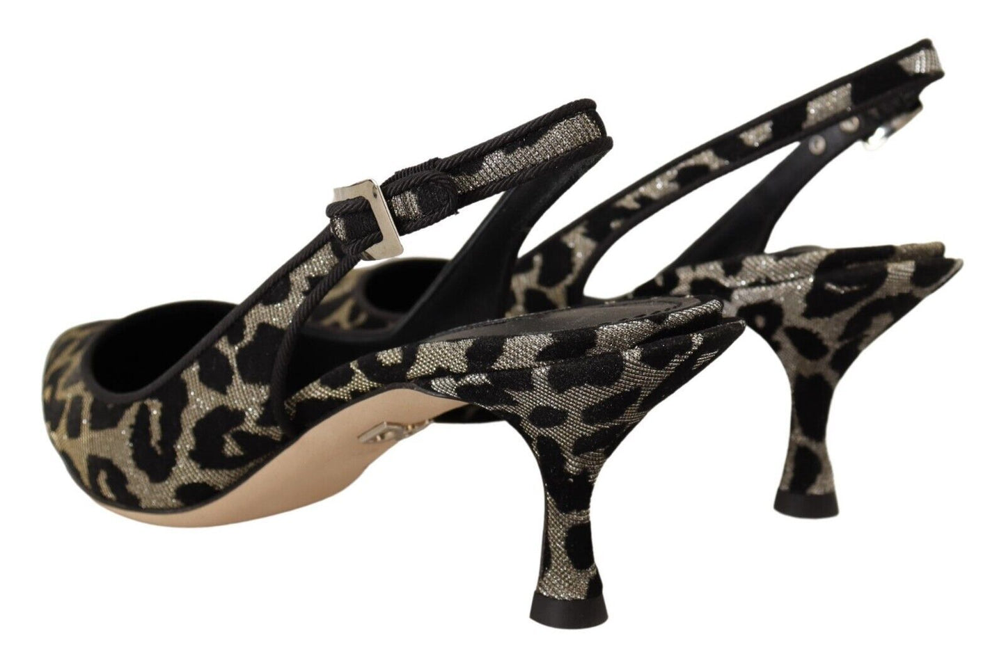 Dolce & Gabbana Elegant Metallic Leopard Slingback Pumps