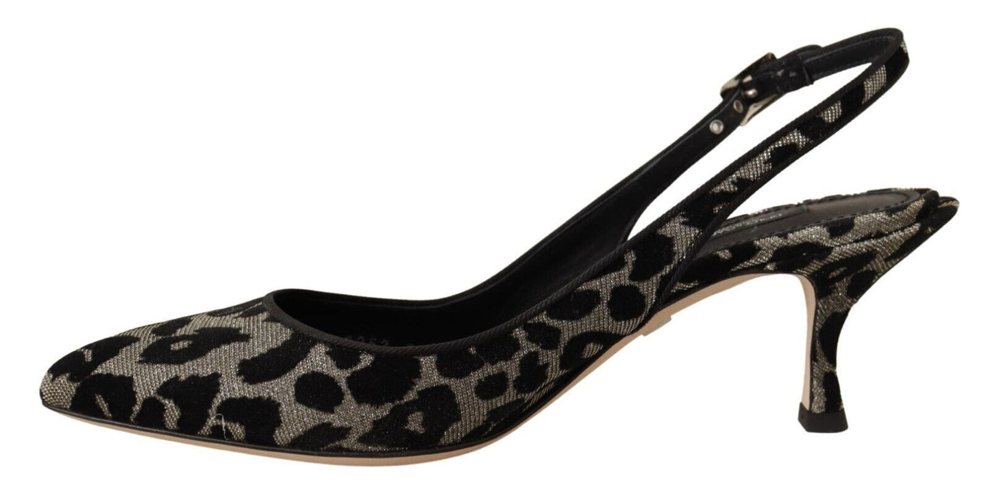 Dolce & Gabbana Elegant Metallic Leopard Slingback Pumps