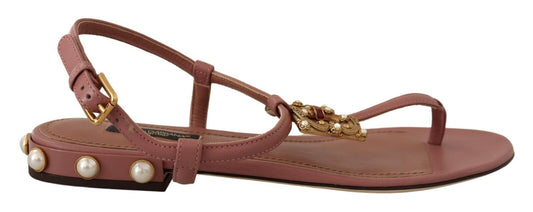 Dolce & Gabbana Elegant Pink Leather Ankle Strap Sandals