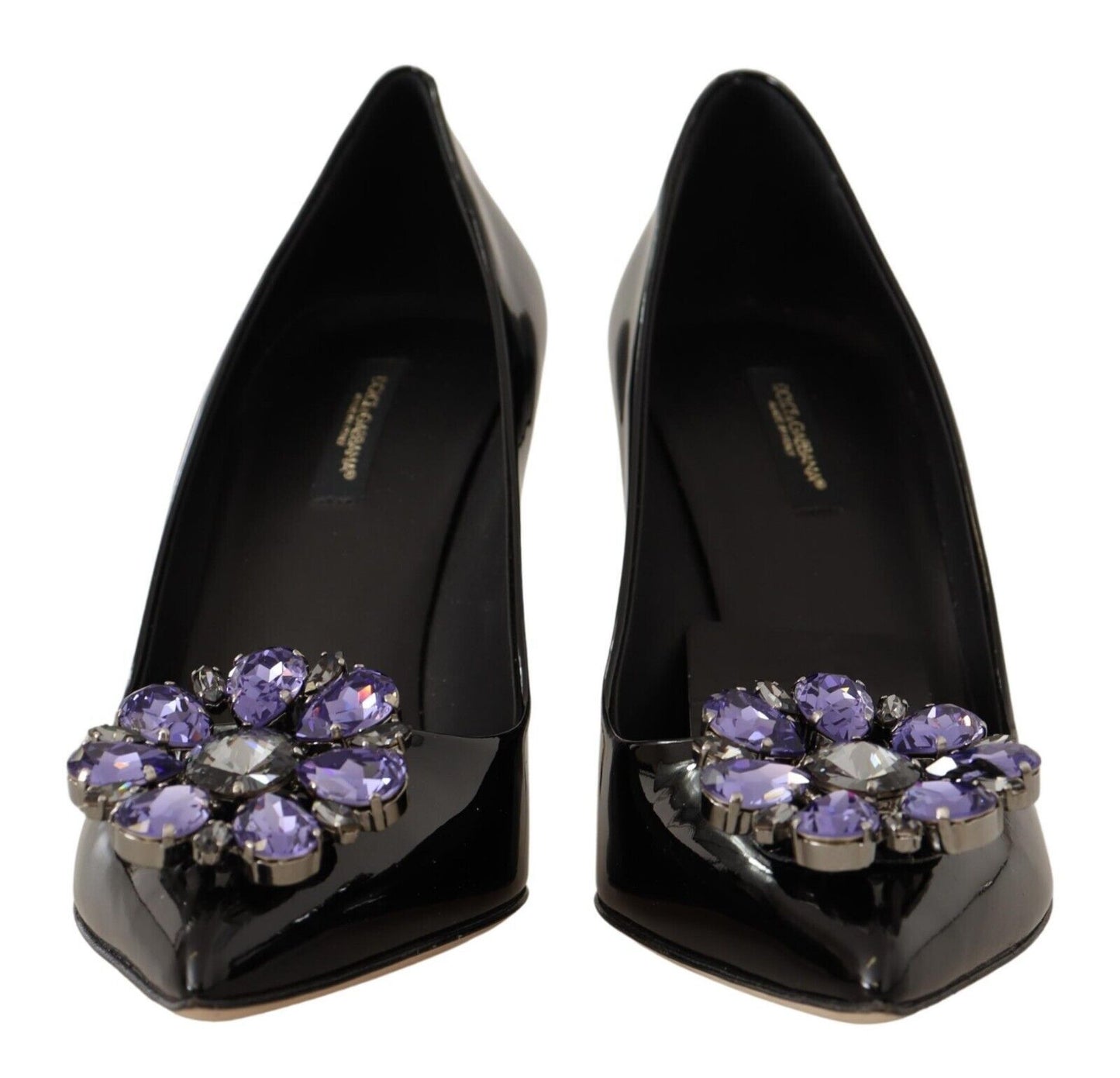 Dolce & Gabbana Elegant Patent Leather Pumps with Purple Crystals