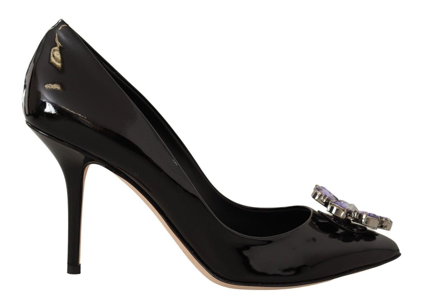 Dolce & Gabbana Elegant Patent Leather Pumps with Purple Crystals