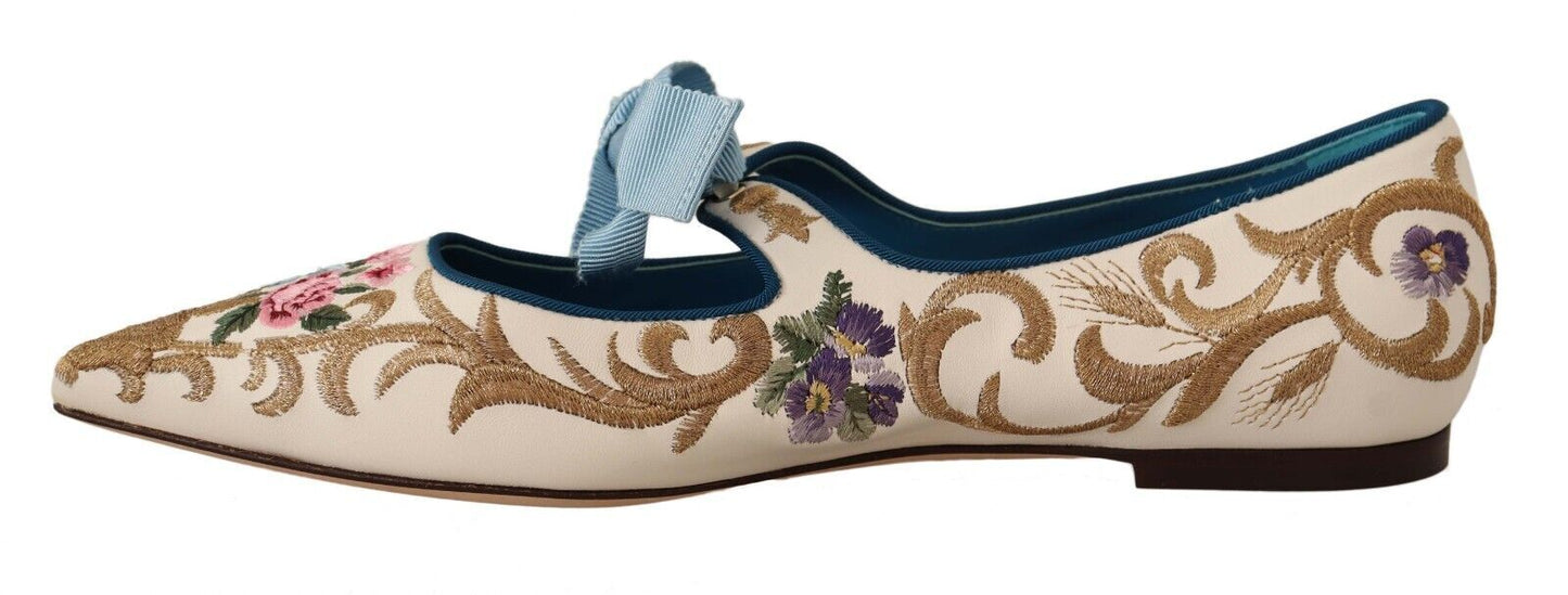 Dolce & Gabbana Chic Floral Embroidered Flat Sandals for Summer