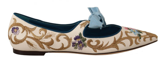 Dolce & Gabbana Chic Floral Embroidered Flat Sandals for Summer