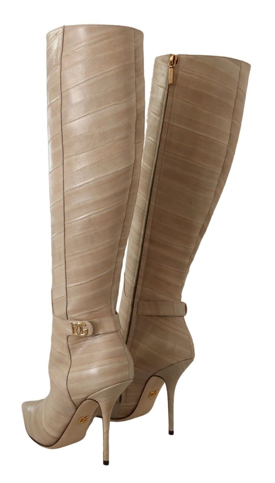 Dolce & Gabbana High Cardinale Beige Leather Boots