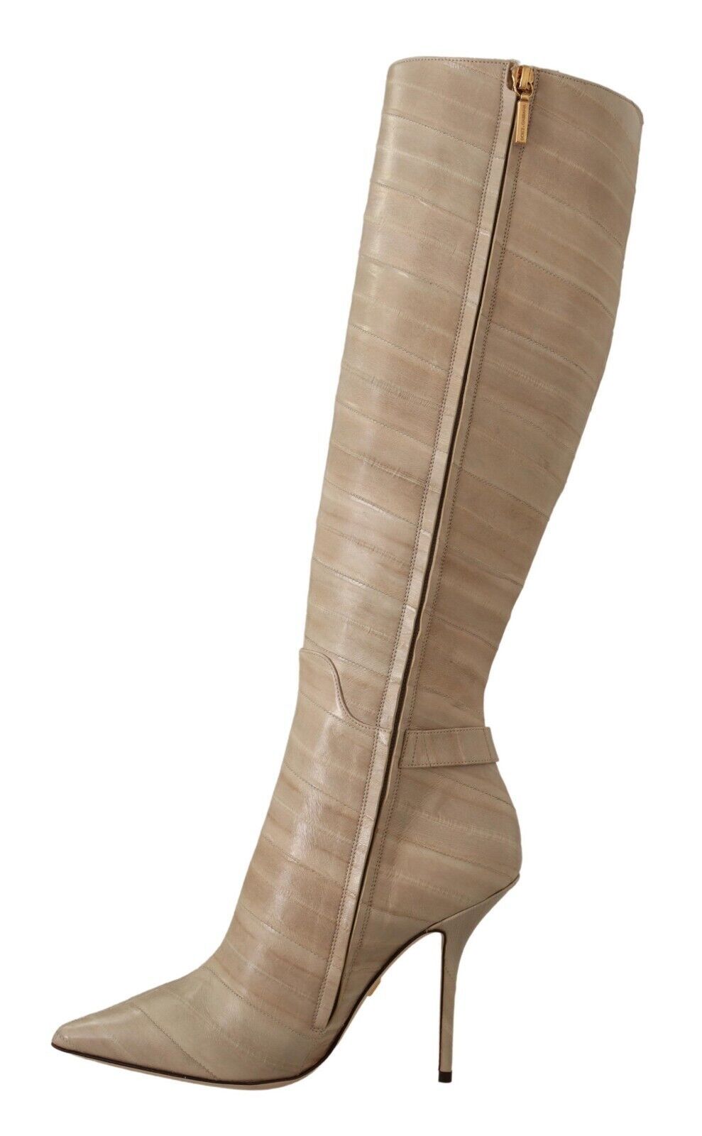 Dolce & Gabbana High Cardinale Beige Leather Boots