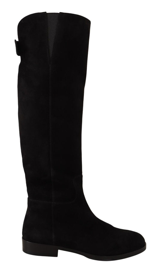 Dolce & Gabbana Elegant Black Suede High Rider Boots