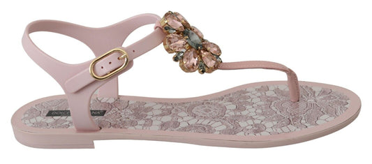 Dolce & Gabbana Elegant Pink Crystal Embellished Sandals